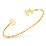 DSJ's Signature Meaningful Gold Initial/Number/Heart Twisted Cuff - Dana Seng Jewelry Collection