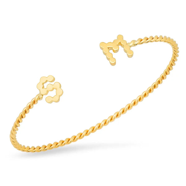 DSJ's Signature Meaningful Gold Initial/Number/Heart Twisted Cuff - Dana Seng Jewelry Collection