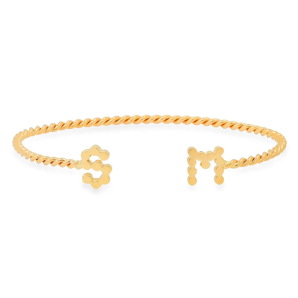 DSJ's Signature Meaningful Gold Initial/Number/Heart Twisted Cuff