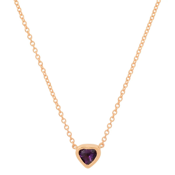 Precious Heart-Shaped February Birthstone Necklace - Dana Seng Jewelry Collection