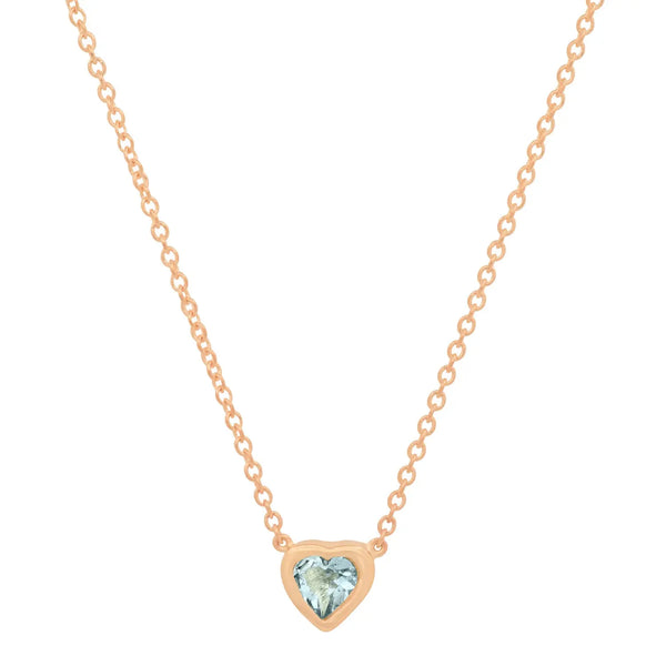 Precious Heart-Shaped March Birthstone Necklace - Dana Seng Jewelry Collection