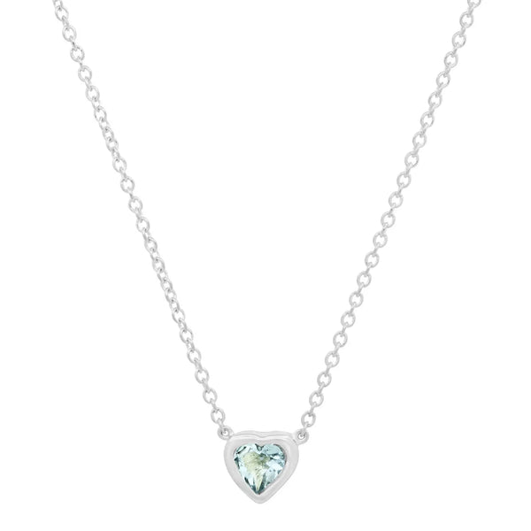 Precious Heart-Shaped March Birthstone Necklace - Dana Seng Jewelry Collection