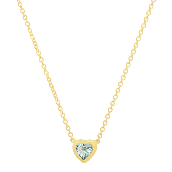 Precious Heart-Shaped March Birthstone Necklace - Dana Seng Jewelry Collection