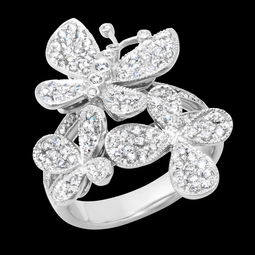 Butterfly Flower Diamond Ring