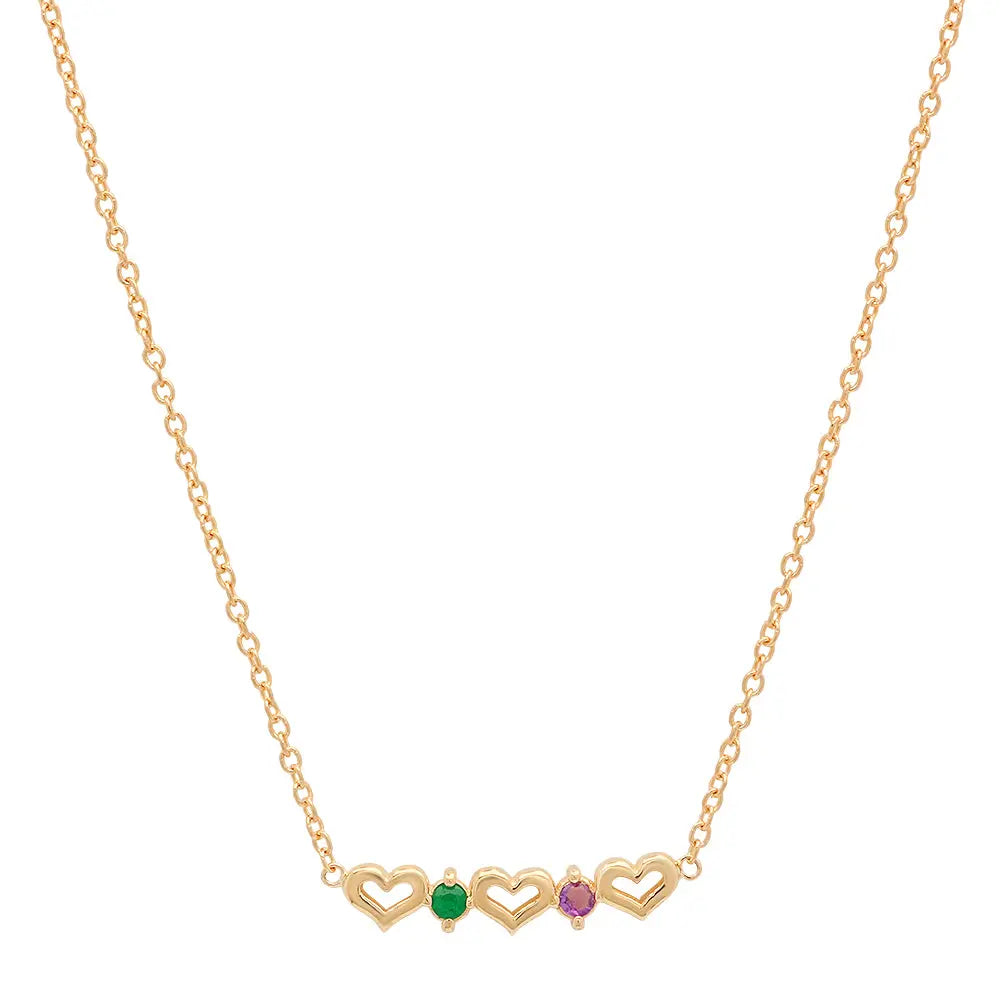DSJ's Signature Tiny Open Heartbeats Birthstone Necklace