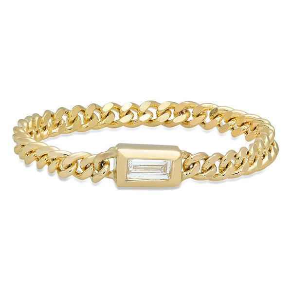 Elegant Curb Chain Diamond Ring