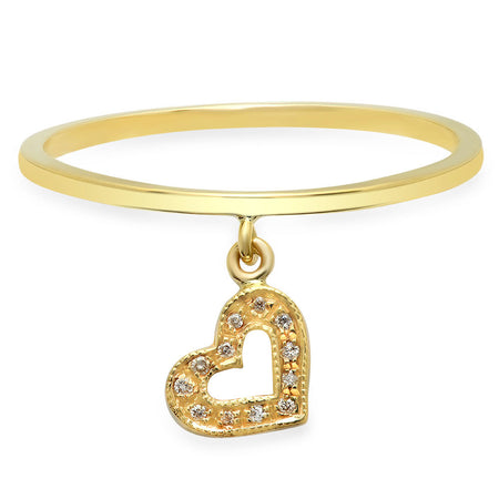 Mini Loving Heart Diamond Dangle Ring