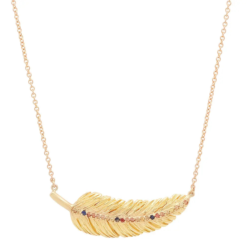 Eagle Feather Multi-Color Sapphire Necklace