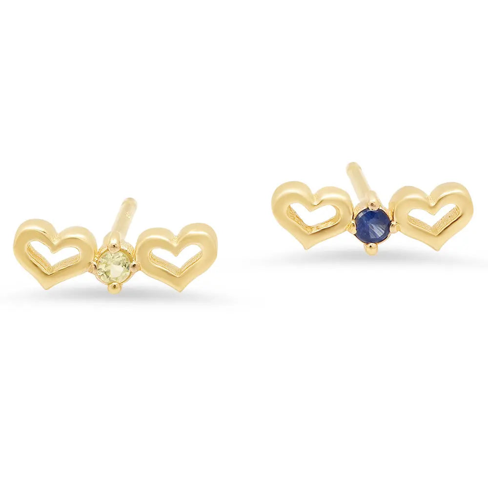 DSJ's Signature Tiny Open Heartbeats Birthstone Stud Earring