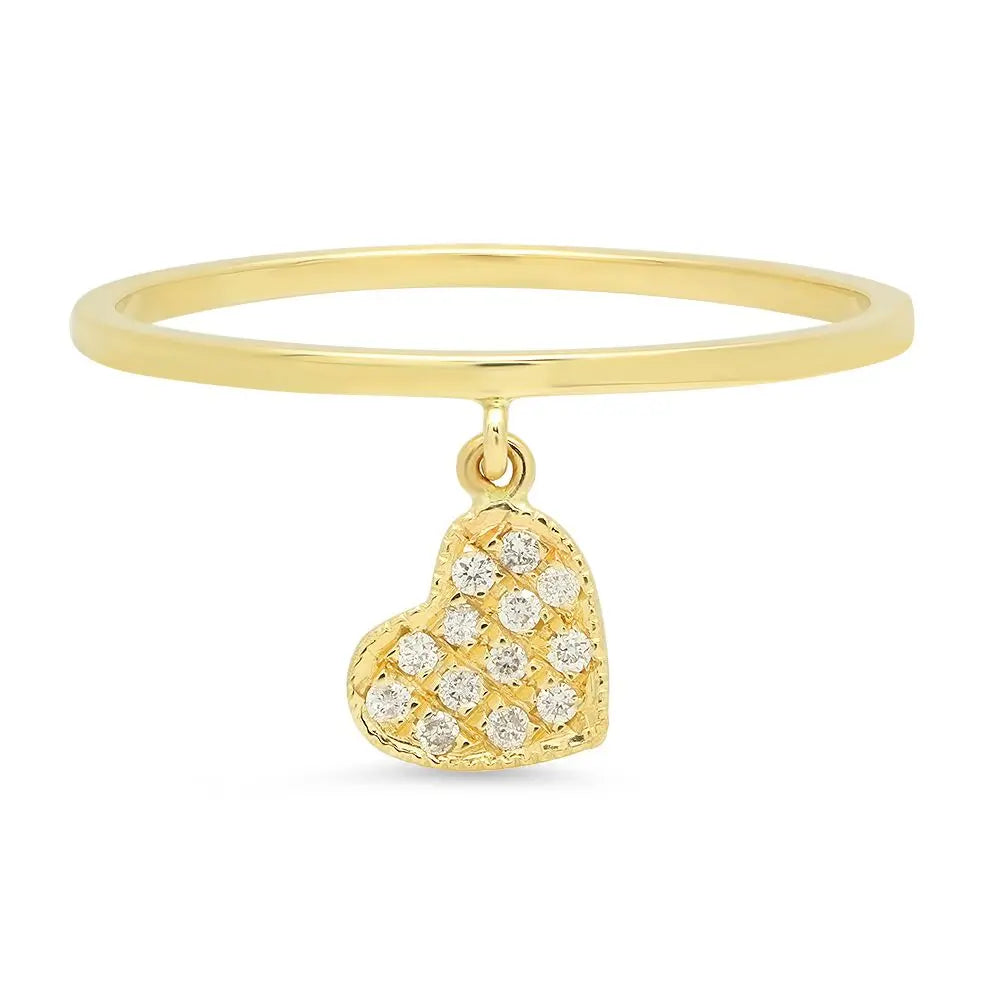 Mini Loving Heart Diamond Dangle Ring