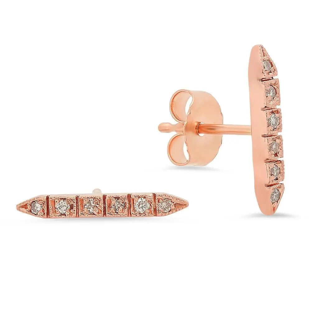 Mini Mysterious Diamond Bar Stud Earrings