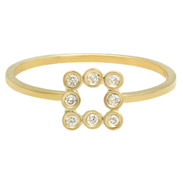 Open Square Shaped Bezel Diamond Ring