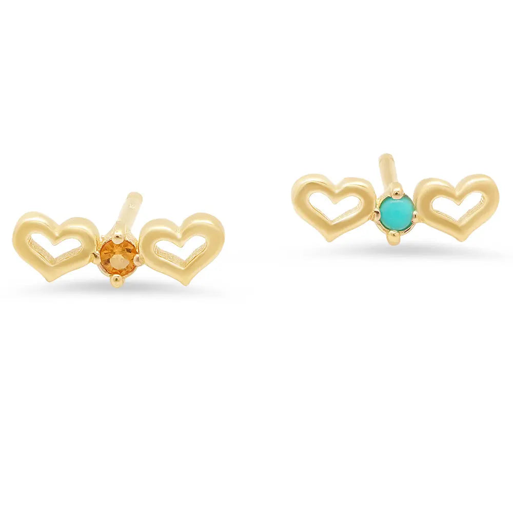 DSJ's Signature Tiny Open Heartbeats Birthstone Stud Earring