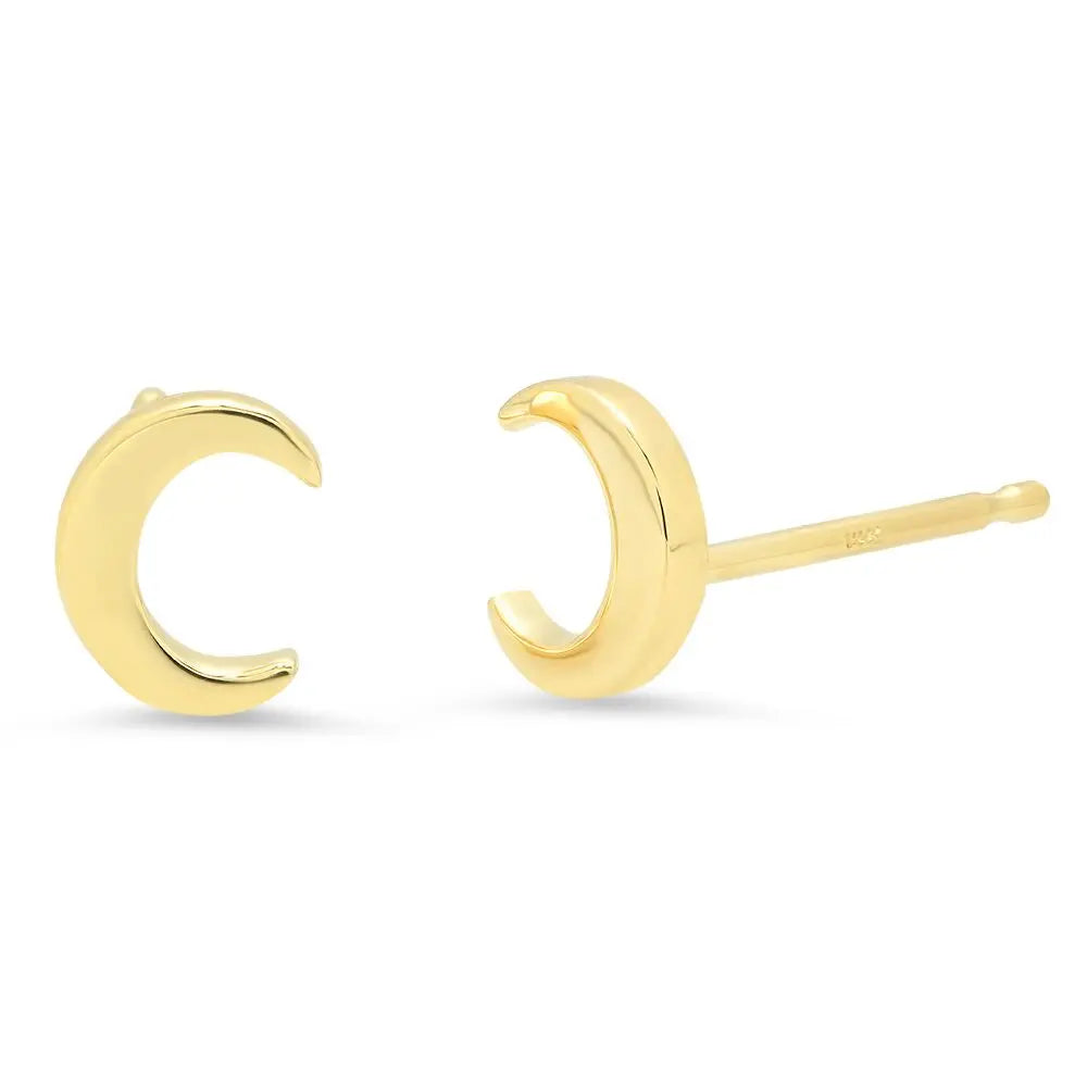 Mini Half Moon Gold Stud Earrings