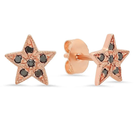 Mini Half Moon & Star Diamond Stud Earrings