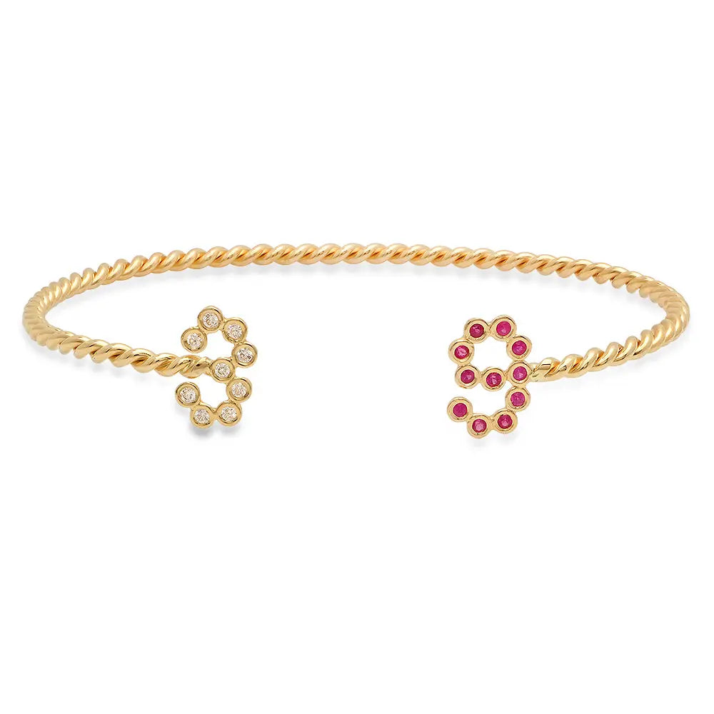 DSJ's Signature Meaningful Birthstone & Number Twisted Cuff