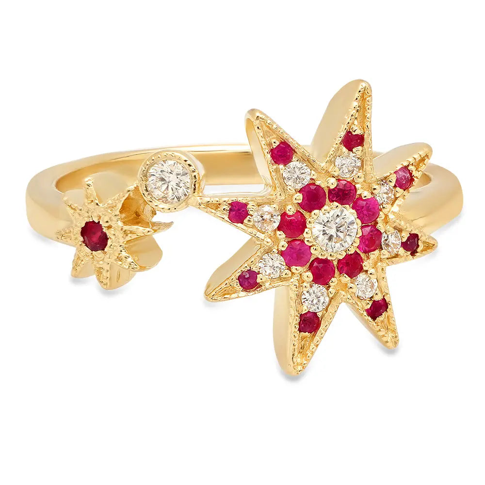 Precious Stars Ruby Diamond Ring