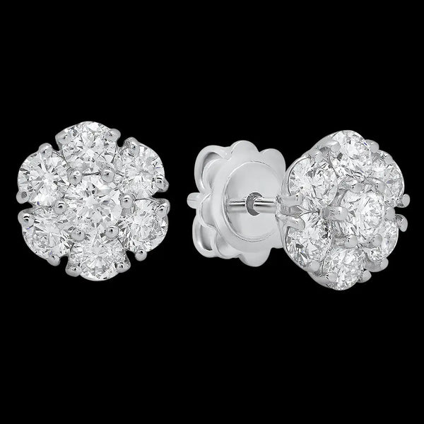 Snow White Diamond Stud Earrings - Dana Seng Jewelry Collection