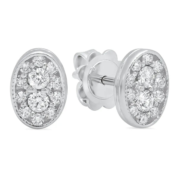 Ellipse Diamond Stud Earrings - Dana Seng Jewelry Collection