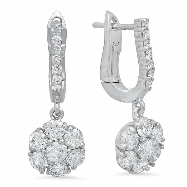 Flowery Diamond Dangle Earrings - Dana Seng Jewelry Collection