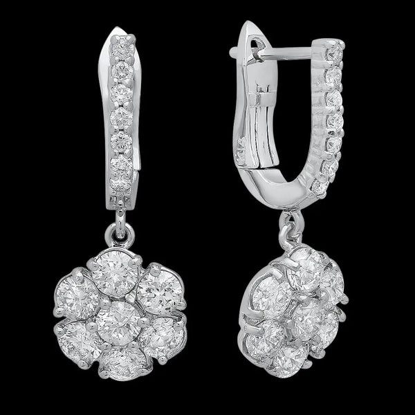 Flowery Diamond Dangle Earrings - Dana Seng Jewelry Collection