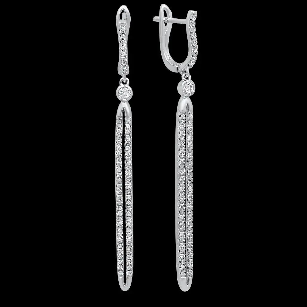 Hugging Diamond Bars Dangle Earrings