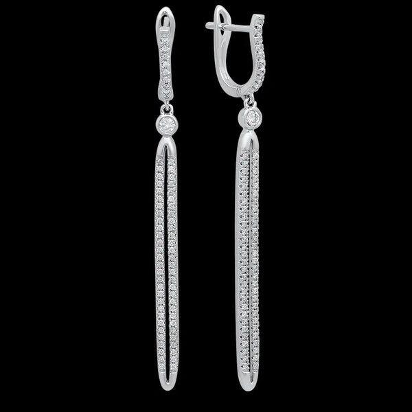 Hugging Diamond Bars Dangle Earrings - Dana Seng Jewelry Collection