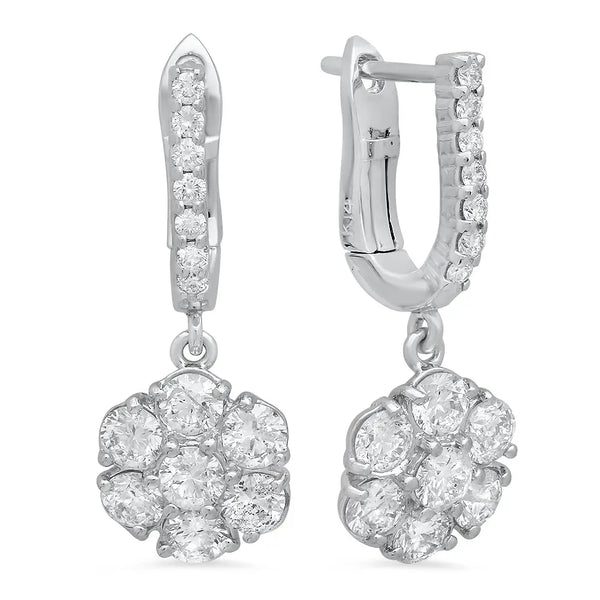 Summer Flower Diamond Dangle Earrings - Dana Seng Jewelry Collection