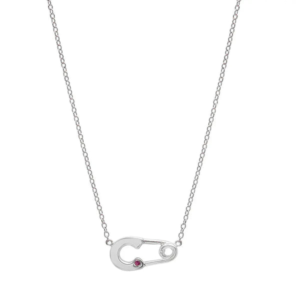 Safety Pin Gemstone Necklace - Dana Seng Jewelry Collection