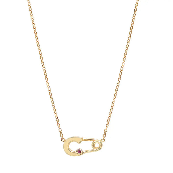 Safety Pin Gemstone Necklace - Dana Seng Jewelry Collection