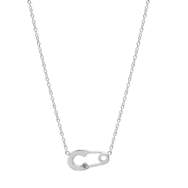 Safety Pin Gemstone Necklace - Dana Seng Jewelry Collection
