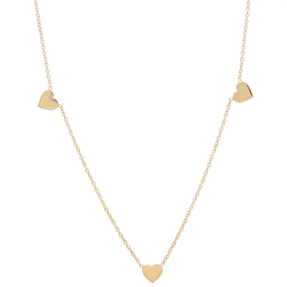Stylish Hearts Gold Station Necklace