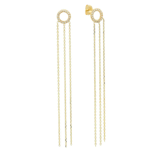 Circlet Diamond Chain Fringe Earrings