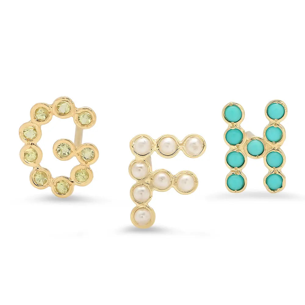DSJ's Signature Meaningful Birthstone & Initial Stud Earring
