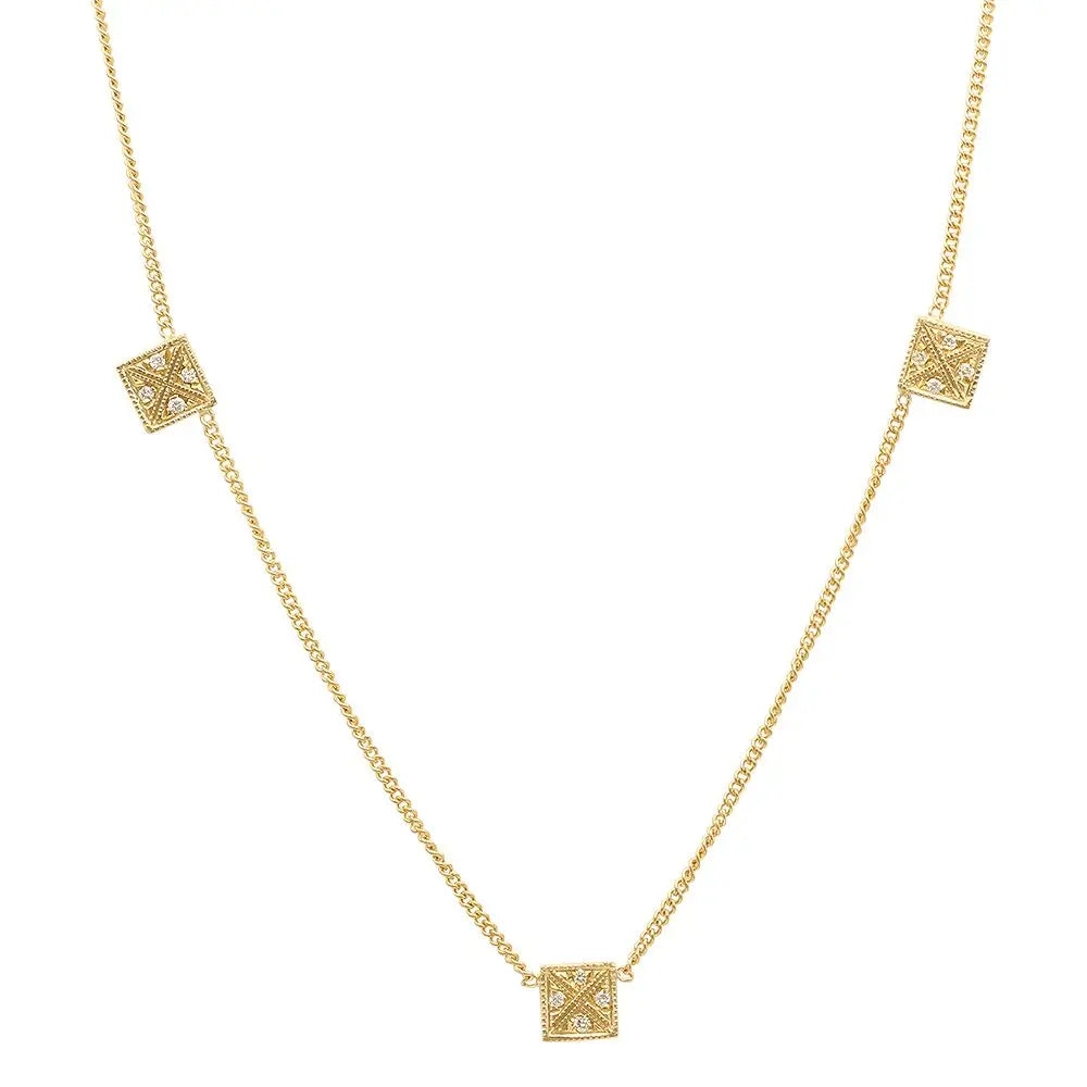 Unique Triple Squares Diamond Necklace