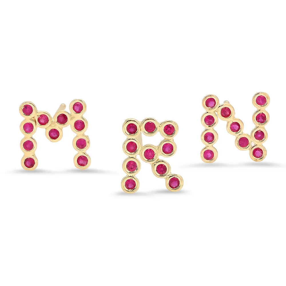 DSJ's Signature Meaningful Birthstone & Initial Stud Earring