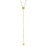 Golden Square Charm Lariat Diamond Necklace