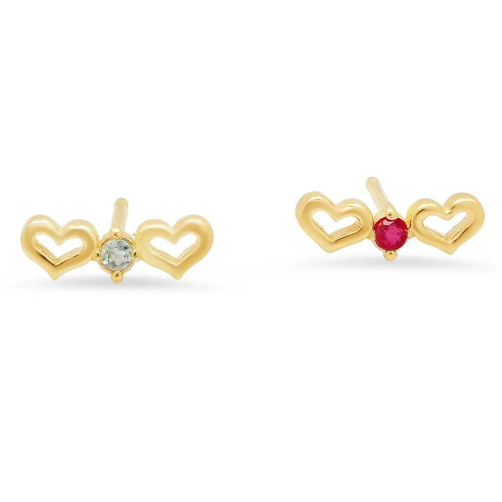 DSJ's Signature Tiny Open Heartbeats Birthstone Stud Earring