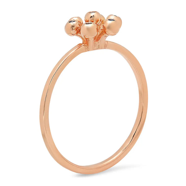 14K yellow gold square band flower set with 7 round precious colored gemstones.