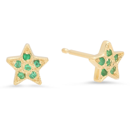 Mini Half Moon & Star Gold Stud Earrings