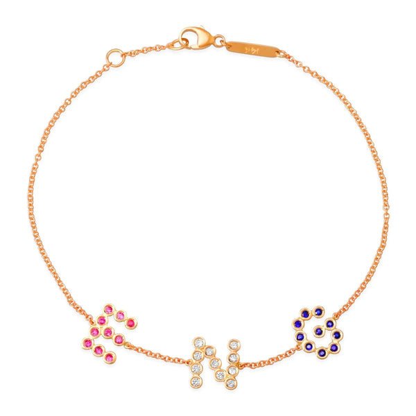 (3 Initials) DSJ's Signature Meaningful Multi Birthstone & Initial Bracelet