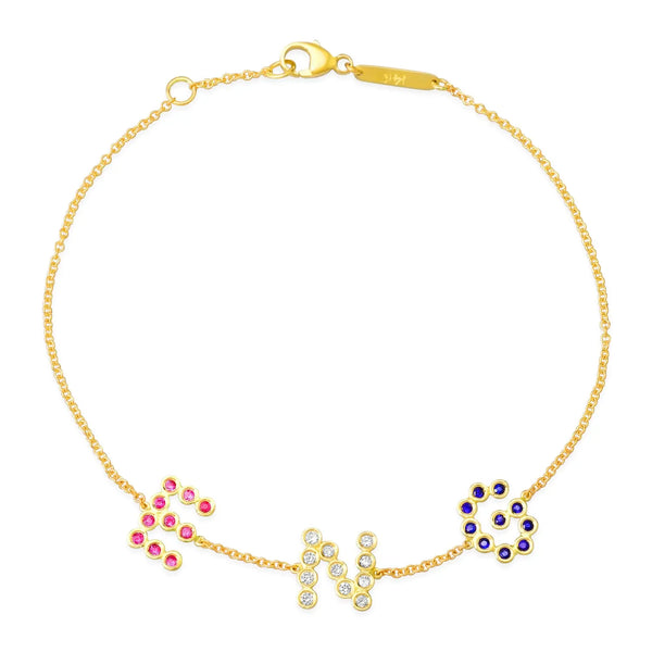(3 Initials) DSJ's Signature Meaningful Multi Birthstone & Initial Bracelet - Dana Seng Jewelry Collection