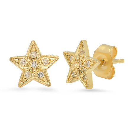 Modern Starburst Diamond Stud Earrings