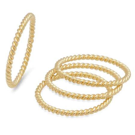 Dainty Square Twisted Gold Ring