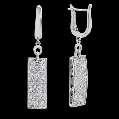 Luxurious Rectangular Diamond Dangle Earrings