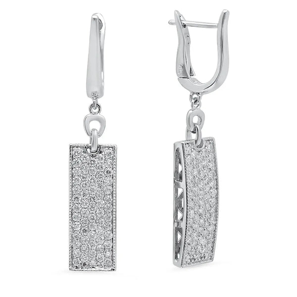 Luxurious Rectangular Diamond Dangle Earrings