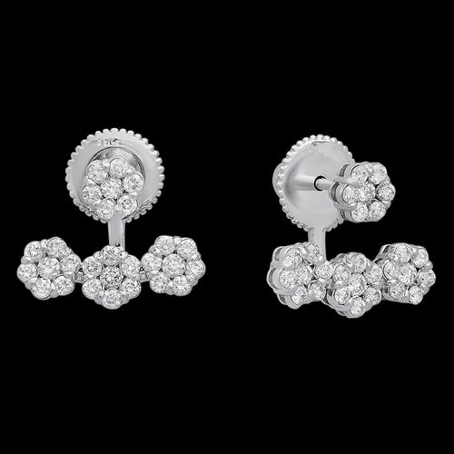 Flower Floating Diamond Ear Jackets