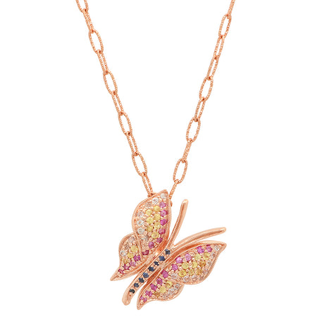 Multi-Colored Sapphire Butterfly Necklace