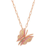 Multi-Colored Sapphire Butterfly Link Chain Necklace