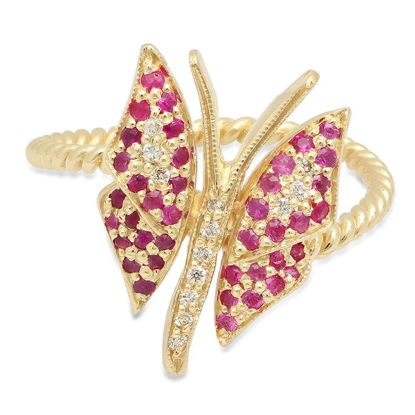 Diamond & Ruby Butterfly Ring